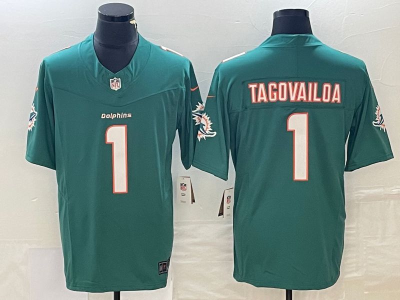 Men Miami Dolphins #1 Tagovailoa Green 2023 Nike Vapor Limited NFL Jersey style 1